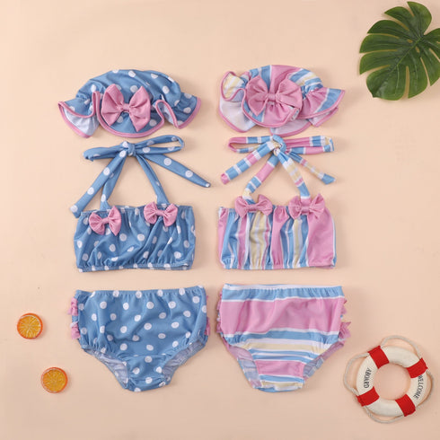 Summer Girl Striped Swimsuit Three-Piece Set